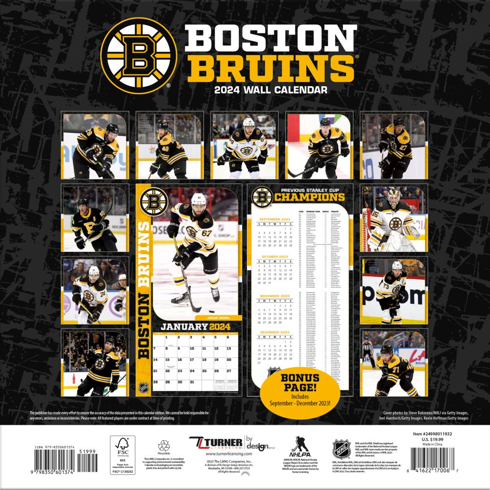 Boston Bruins kalendarz 2024 Wall Calendar FANstore.pl