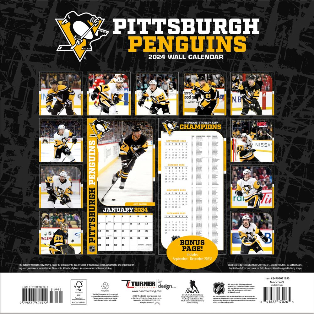 Pittsburgh Penguins kalendarz 2024 Wall Calendar FANstore.pl