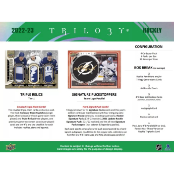 NHL pudełka karty hokejowe NHL 2022-23 Upper Deck Trilogy Hobby Box